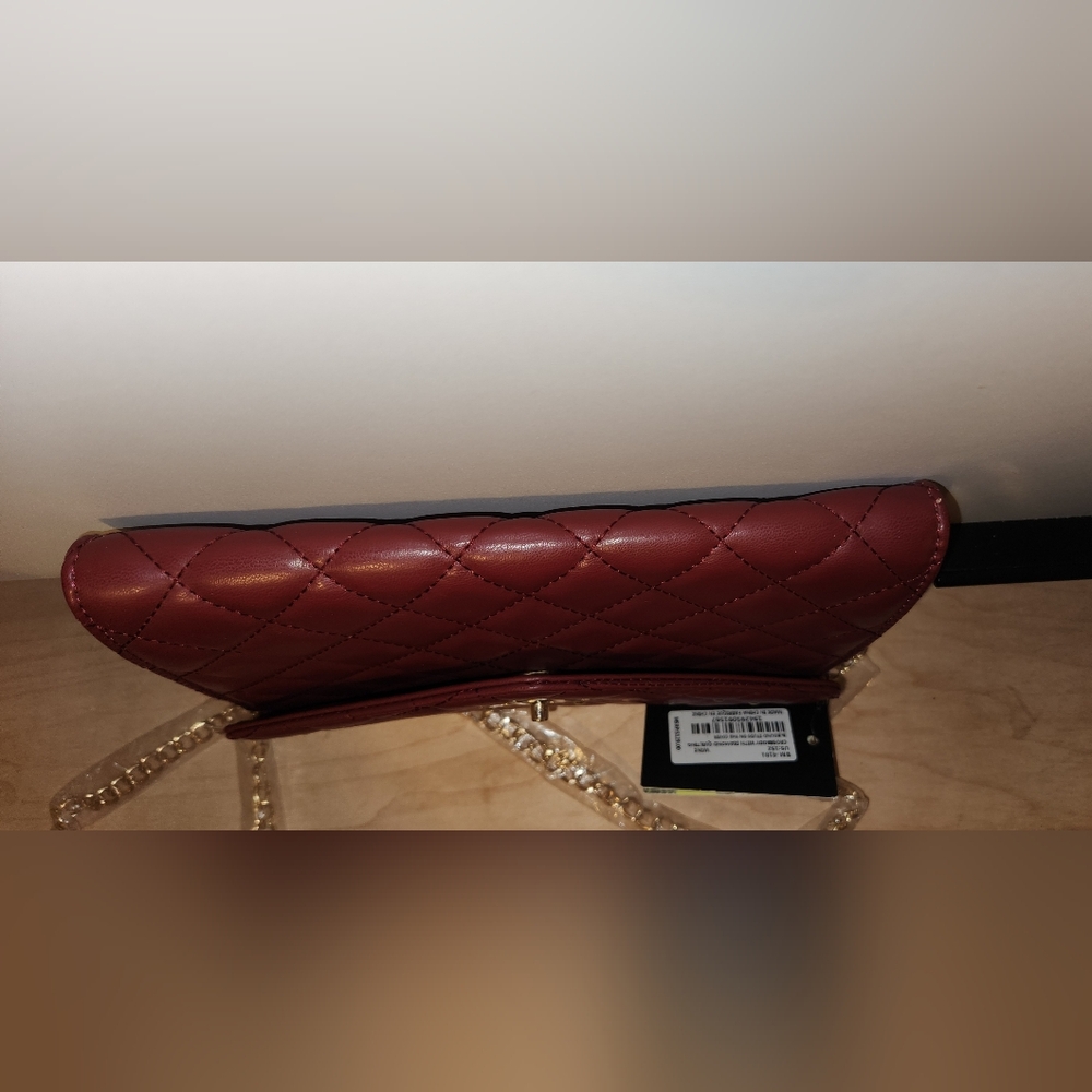 Badgley Mischka Quilted Studded Crossbody— NWT— Wine - Picture 3 of 5